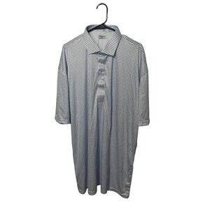 Collars & Co Polo Shirt Mens 3XL Blue Plaid Dress Collar Performance Stretch NEW